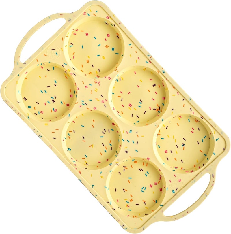 BAKE BOSS Jumbo Top Silicone Muffin Pans for Baking, 4 Inch Silicone Jumbo Muffin Pan 6 Cup, Egg Pan for Baking English muffins, Whoopie Pies, Corn Bread Bites, Confetti Muffin Top Pans Non Stick - Image 1